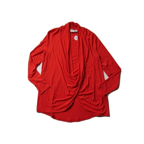 NWT Zenergy Chico's Raquel Orange Surplice Wrap Draped Jersey Layering Top 0 / S - Picture 2 of 5